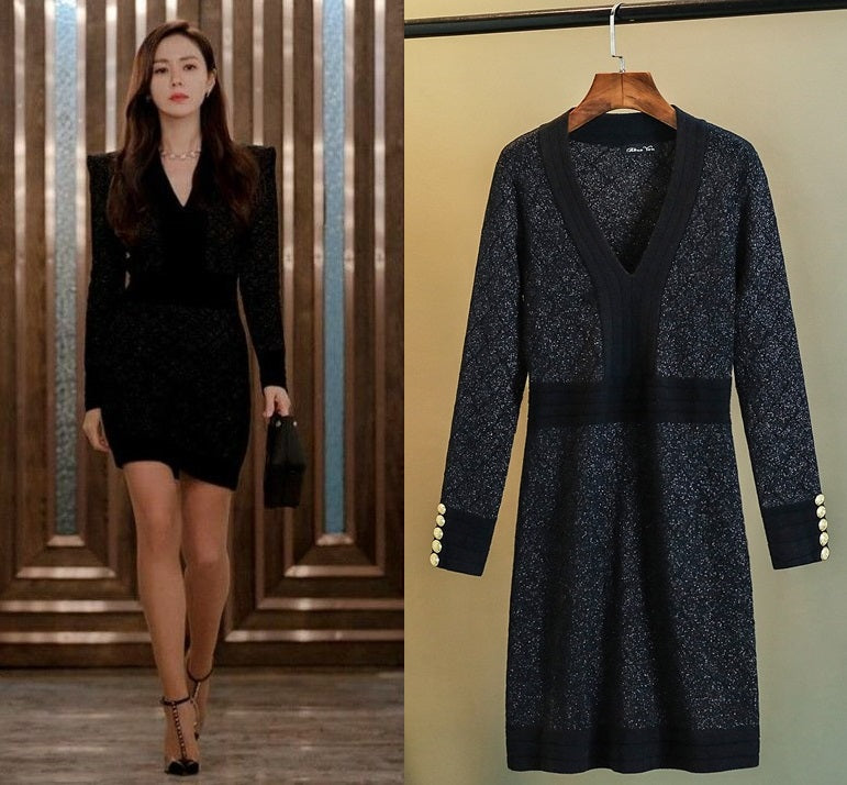 Pousando no Amor, Son Ye-jin - Vestido Preto Inspiração